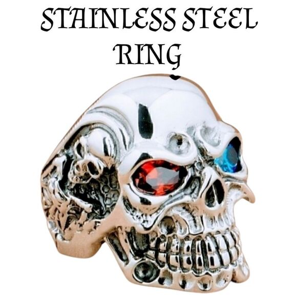 Skull Gothic Biker Ring Stainless Steel sz 12 NEW - Picture 1 of 7
